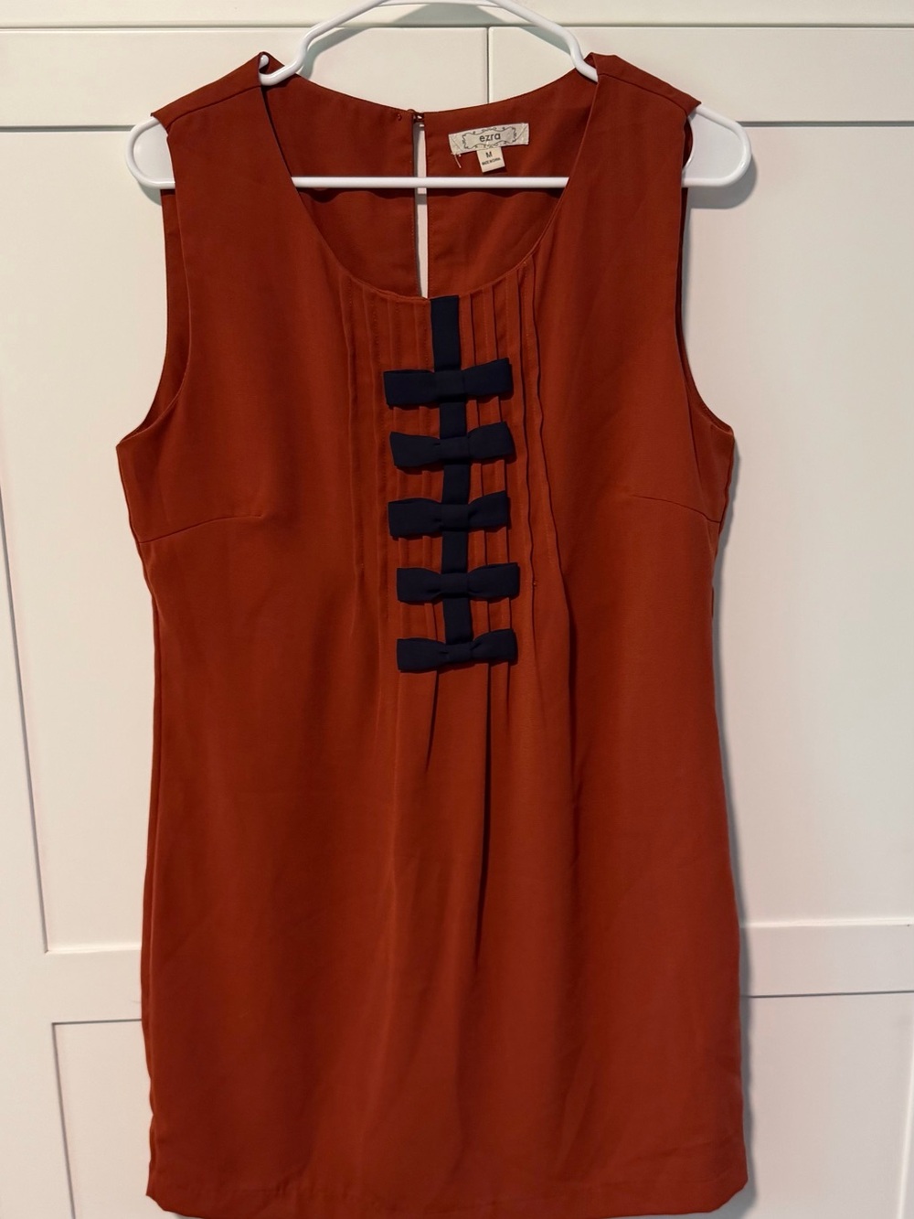 ezra Rust Orange Mini Dress with Navy Accents